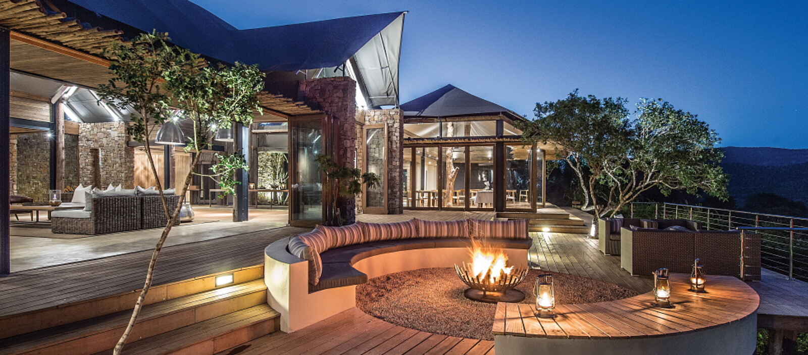 Kariega Settlers Drift Lodge: Die Boma bei Nacht Kariega Settlers Drift Lodge: Die Boma bei Nacht