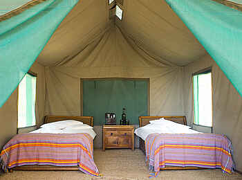 Mumbo Island Camp: Gästezeltinterieur Mumbo Island Camp: Gästezeltinterieur