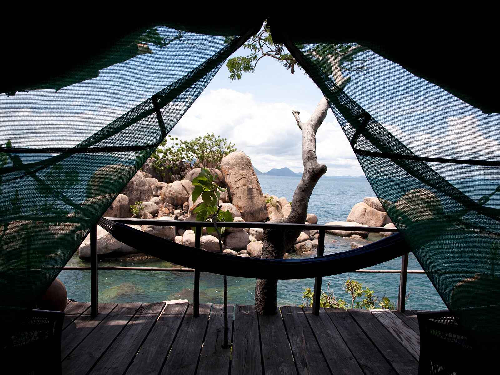 Mumbo Island Camp: Blick aus dem Zelt Mumbo Island Camp: Blick aus dem Zelt