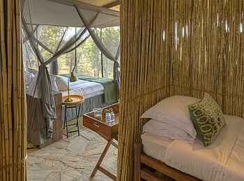 Roho ya Selous Camp: Family Tent Blick hinein Roho ya Selous Camp: Family Tent Blick hinein